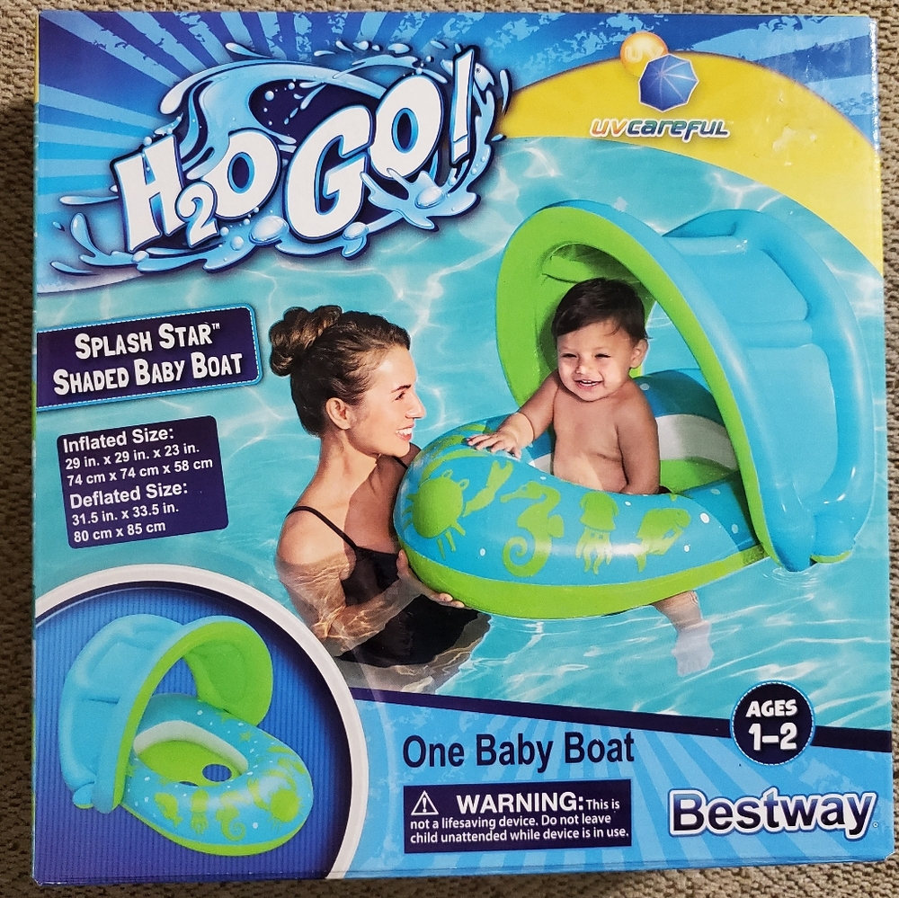 New in Box H2O GO! Splash Star Shaded Baby Boat In Blue & Green